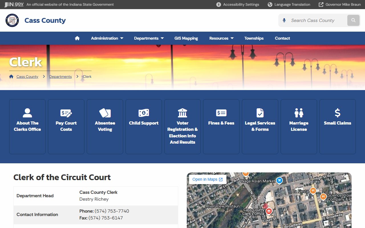 Cass County Clerk of the Circuit Court records office page