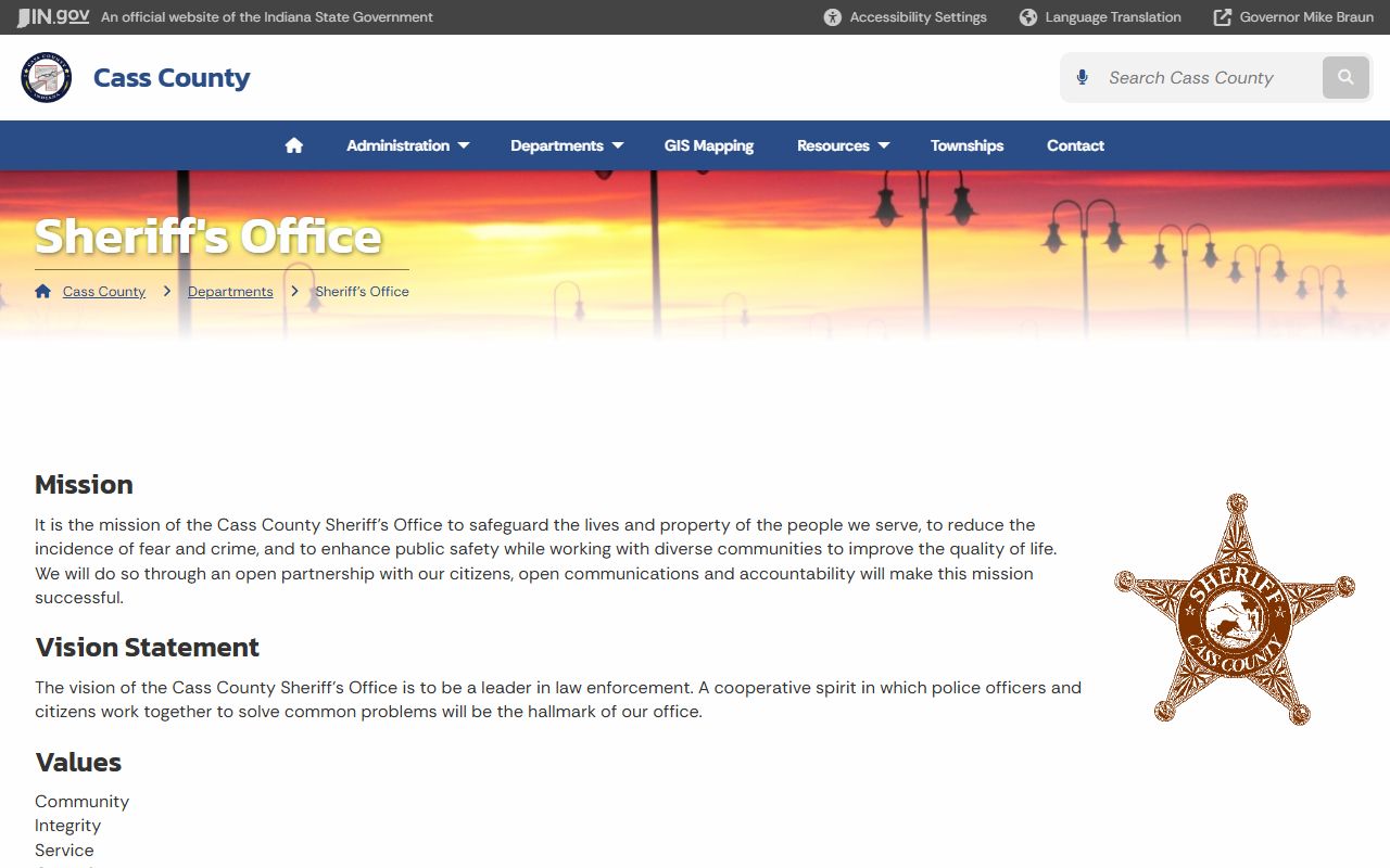 Cass County arrest records Sheriff's Office page