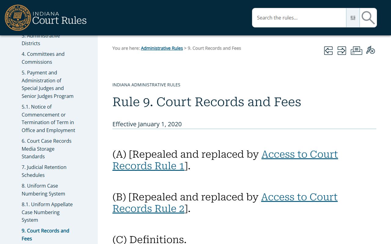 Cass County court records Indiana Administrative Rule 9
