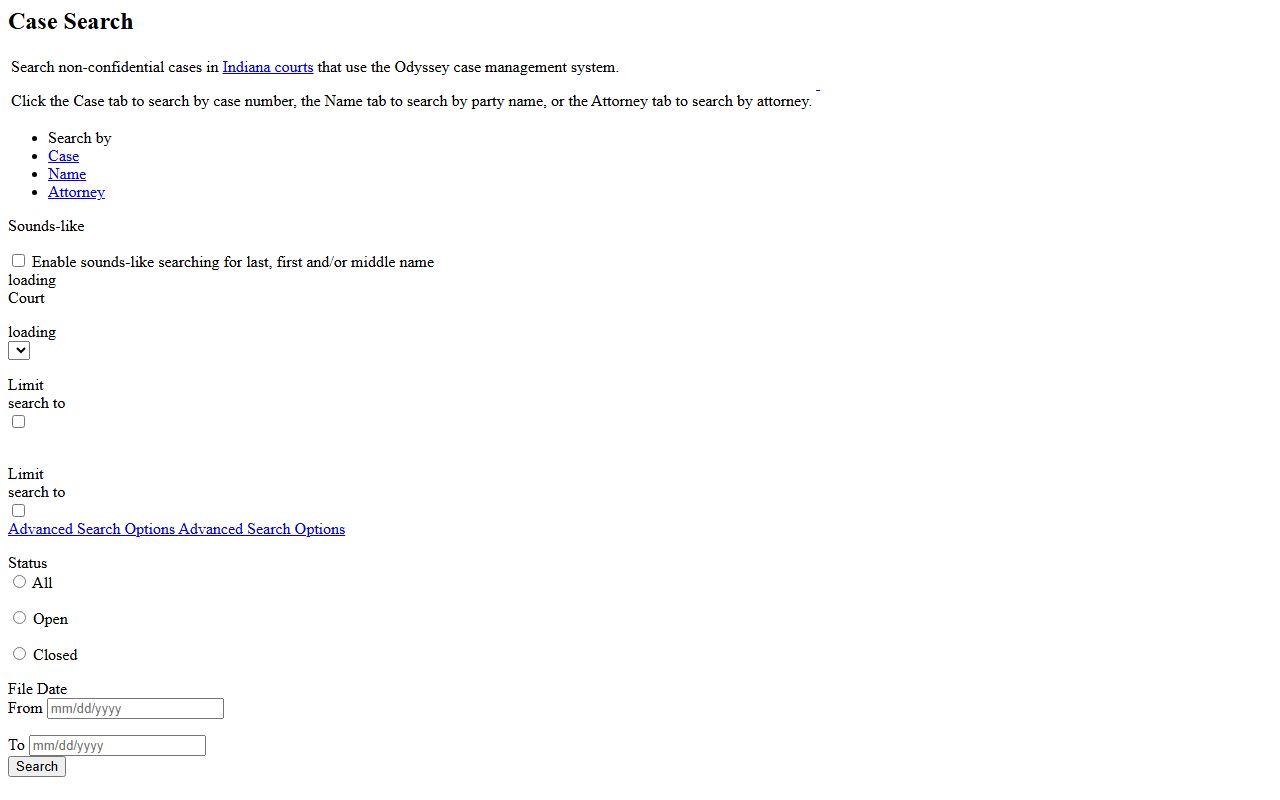 Cass County court records MyCase search template