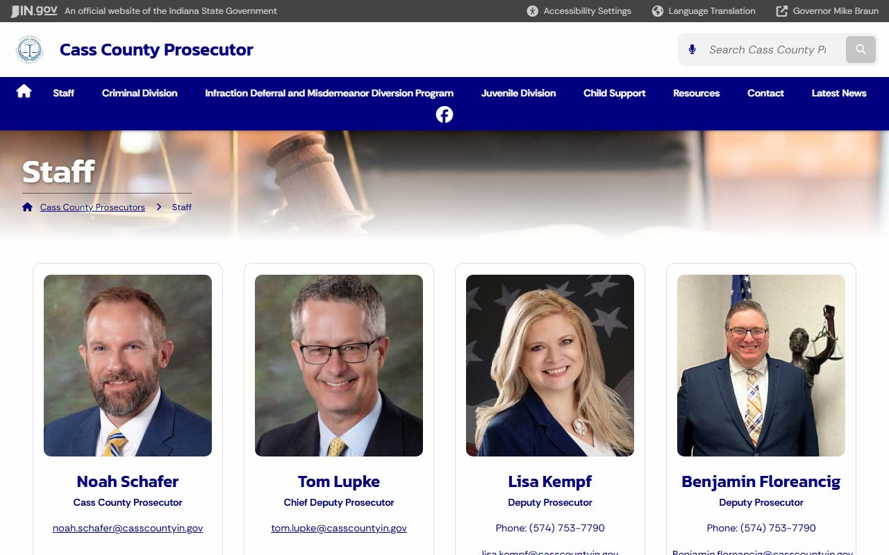 Cass County criminal court records prosecutor staff page