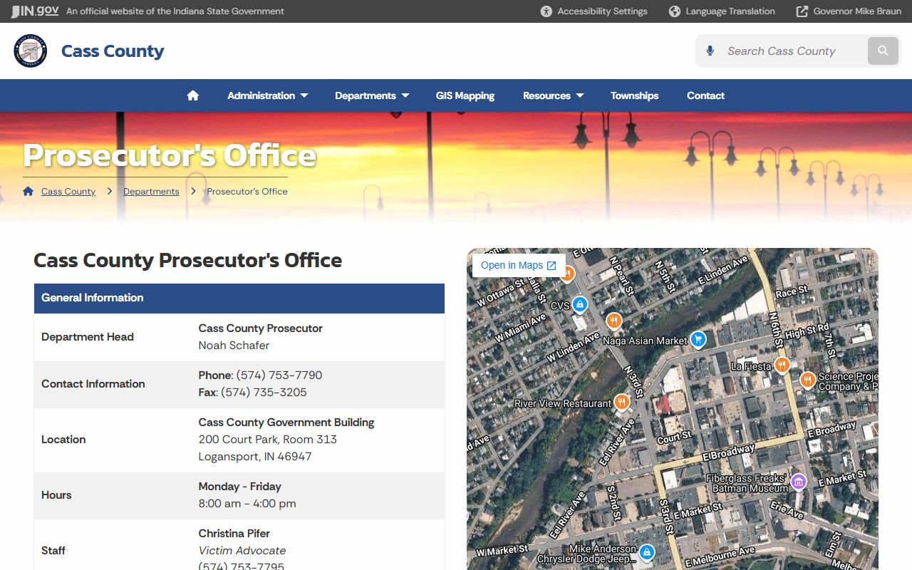 Cass County criminal court records prosecutor department page