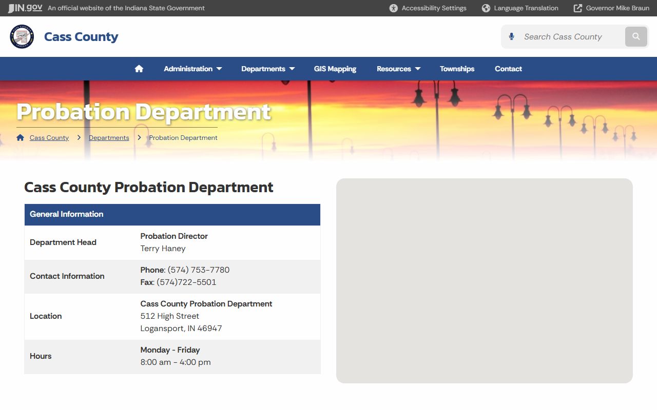 Cass County Circuit and Superior Courts probation department records context