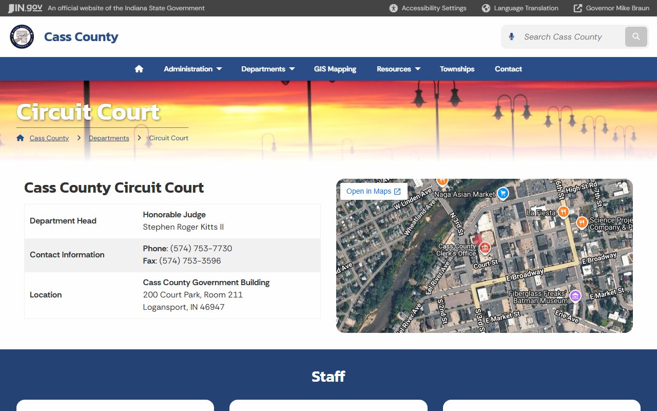 Cass County Circuit and Superior Courts Circuit Court page