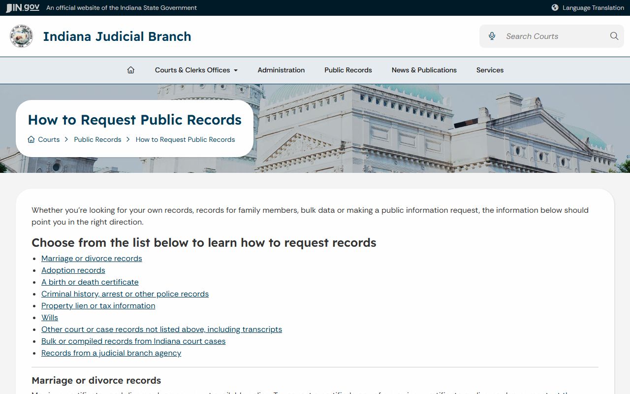 Cass County Court records Indiana request guide