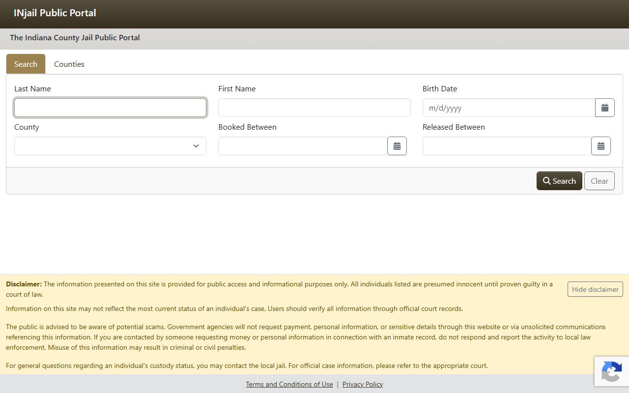 Cass County inmate records Indiana County Jail Public Portal