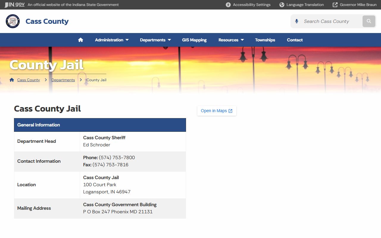Cass County inmate records Cass County Jail page