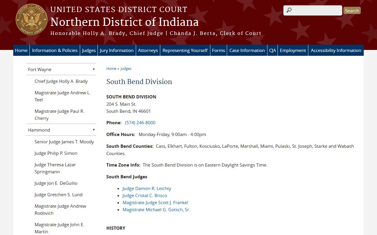Cass County probate records South Bend federal division page