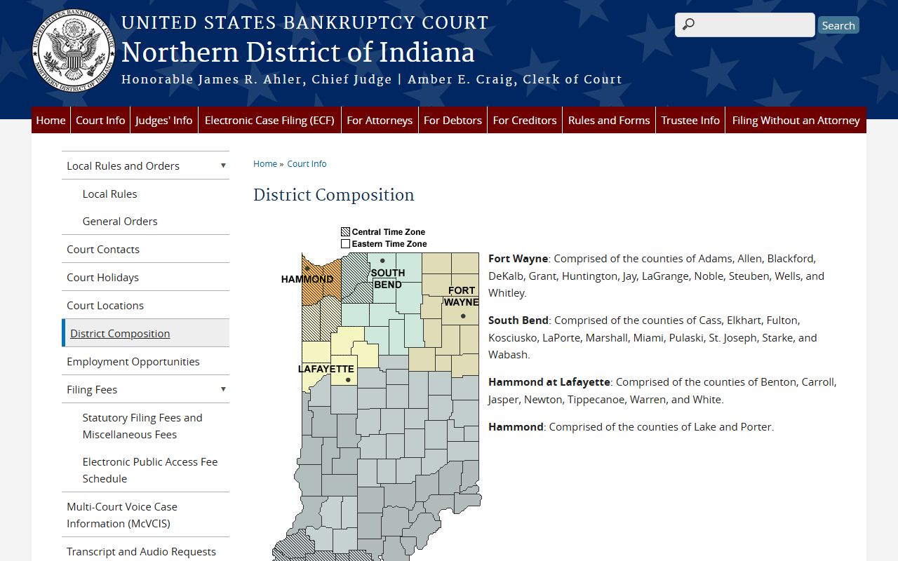 Cass County probate records Northern Indiana bankruptcy district composition